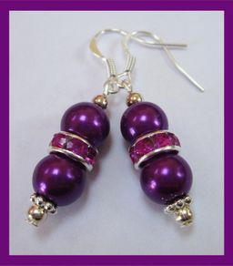 Stunning Silver Plated Earrings in Hot Purple