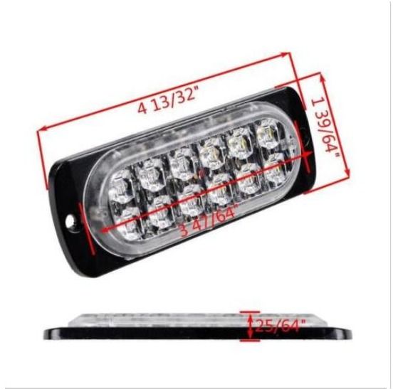 2 X Amber+white 12 Led Recovery Strobe Grill Breakdown Flashing Light Lamp