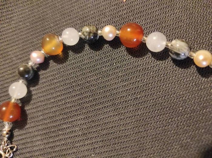 Semiprecious stones and sterling silver necklace