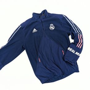 FREE POST Real Madrid adidas Football Sweatshirt 2020 / 21 (M) [Very Good] Half Zip Jumper