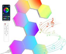 Hexagon LED Lights 8 Pack Hex Wall Light RGB Gaming Panels Hexagonal Smart Lighting Panel Sync to Music for Room Bar Gaming Setup Bedroom