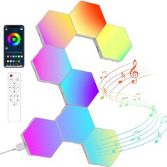Hexagon LED Lights 8 Pack Hex Wall Light RGB Gaming Panels Hexagonal Smart Lighting Panel Sync to Music for Room Bar Gaming Setup Bedroom