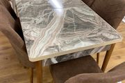 Formica Topped Marble Effect Extendable Table With Chairs