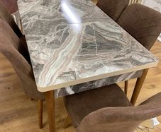Formica Topped Marble Effect Extendable Table With Chairs