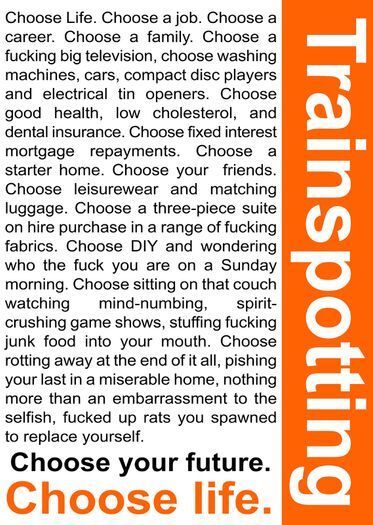 Trainspotting - Choose Life - Rare Mini Print/Poster