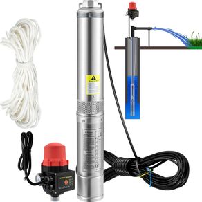 750W Deep Well Submersible Pump 105L Min Flow with Automatic Pressure Switch and 20m Cord