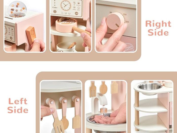Wooden Play Kitchen for Kids Ages 3-6
