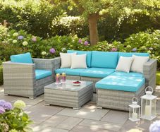Bora Bora Garden Sofa Set Rattan Outdoor Furniture with Table, Chair & Footstool Patio Garden Furniture