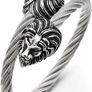 Cool Steel and Beyond Men's Elastic Adjustable Lion Head Bangle Bracelet Stainless Steel Twisted Cable Cuff Bracelet. Brand New! Free Postage! Image 2