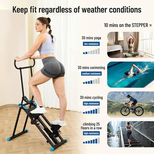 Stair Stepper with 6 Resistances Foldable Stairmaster Machine for Home Gym Workout, 160kg Load-Bearing Capacity Cardio Stair Climber with Low Noise