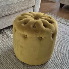 Gold velvet buttoned footstool