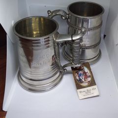 Adare Manor : (2) Vintage Pindor Bros English Pewter Tankards