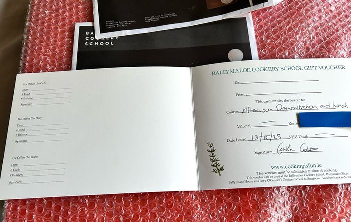 vouchers for ballymaloe cookery school and lunch