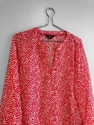 Pre Owned Red & White Patterned Beach Tunic Top
