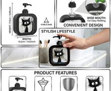 Cute Black & White Cat Soap Dispenser