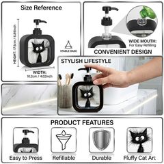 Cute Black & White Cat Soap Dispenser