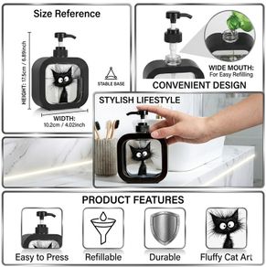 Cute Black & White Cat Soap Dispenser