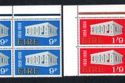 1969 Ireland Europa (CEPT) Commemorative Stamps Marginal Corner Block of Four (4) Mint Never Hinged (MNH)
