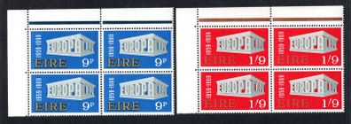 1969 Ireland Europa (CEPT) Commemorative Stamps Marginal Corner Block of Four (4) Mint Never Hinged (MNH)