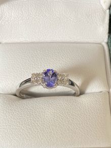 9ct White Gold Tanzanite and Diamond Engagement / Dress Ring