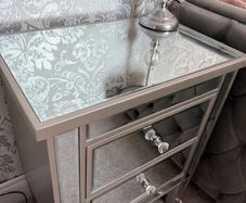 Silver mirror bedside lockers