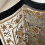 Sheer Silk Floral Scarf Wrap Black & Gold Large Rose Print Shawl / Pareo Image 2