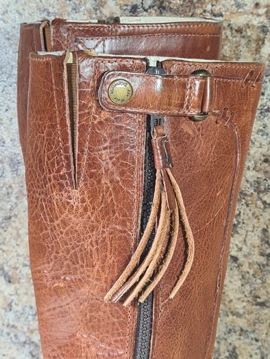 Vintage womens Dr Martens 11436 brown leather heeled riding boots knee high Size Uk 4 EU 37