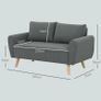 Two-Seater Sofa, Fabric Couch, 2 Back Cushions, Cord Cover, 145 x 75 x 78 cm, Anthracite Image 2