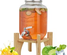 Brand New 4L Glass Drinks Dispenser with Faucet, Water Dispenser. Bamboo stand not included.