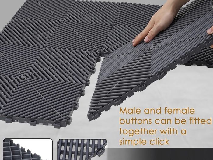 20 Pack Industrial Interlocking Floor Tiles Garage Mats 40 x 40 cm Modular Interlocking Floor Mats Slip Garage PVC Cushion Workshop Drainage Mat for Outdoor Wet Area