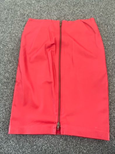 Niamh O'Neill designer red leather skirt