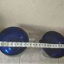 Vintage cobalt blue glass milk jug and sugar bowl with chrome baskets. Image 4