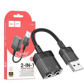 Hoco LS37 USB to Dual 3.5mm 2-in-1 Transparent External Sound Card