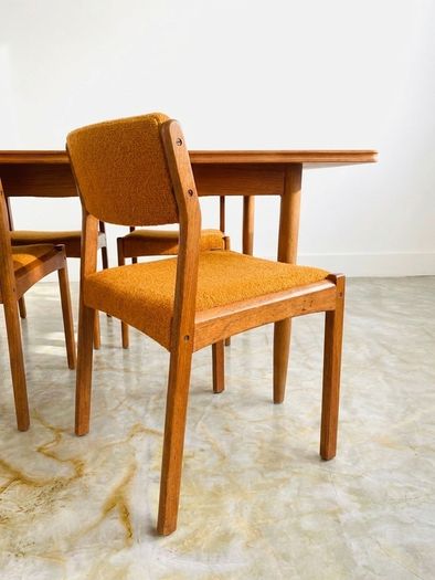 Danish Mid Century Teak Extending Dining Table & 4 Chairs