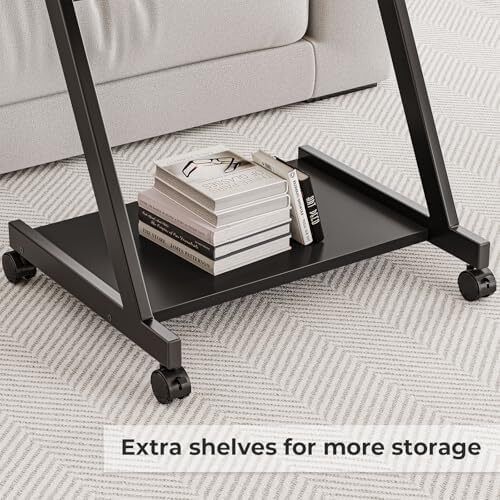 Mobile Computer Desk Z-Shaped with Sliding Keyboard Wood PC Table Laptop Desk Furniture Study Workstation for Home Office, Black, 60 x 48 x 73 cm