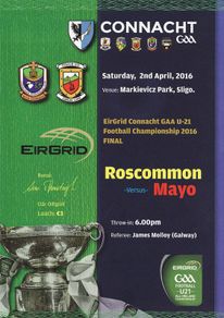 2016 Roscommon v Mayo - GAA U21 EirGrid Connacht Football Final Programme