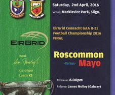 2016 Roscommon v Mayo - GAA U21 EirGrid Connacht Football Final Programme