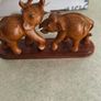 Hand Carved Wooden Elephants Fighting Elephants Vintage Wood Statue Sculpture Image 4