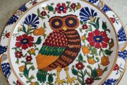 Vintage OWL PLATE Hand-Painted &amp; Decorated by G.s. Presenta LTD., Rhodes  Greece/ Perfect Gift for Owl Lovers