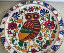 Vintage OWL PLATE Hand-Painted & Decorated by G.s. Presenta LTD., Rhodes  Greece/ Perfect Gift for Owl Lovers
