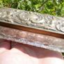 Antique Rectangular Glass Trinket Box Pot  Brass Lid 13cm x 4cm H-4cm Image 3
