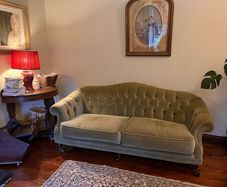 Green velvet chesterfield suite