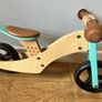 Sage Green Wooden Balance Bike and Tricycle with Adjustable Seat and Rubber Tyres Image 2