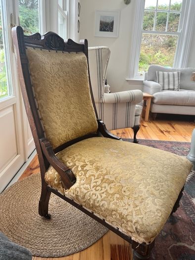 Vintage Solid Wood Upholstered Armchairs