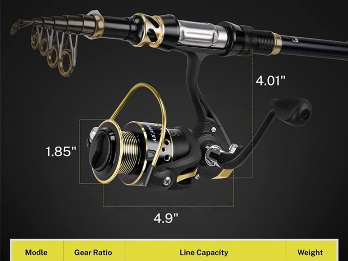 Telescopic Fishing Rod and Spinning Reel Combo Set with Fishing Line, Fishing Lures Kit & Accessories and Carrier Bag for Saltwater Freshwater (FREE POSTAGE)