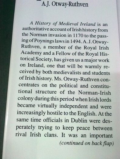A history of Medieval Ireland by A. J. Otway-Ruthven Irish