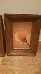 Matching Pair of 'Distressed' Finished Picture Frames with Simple Floral Prints