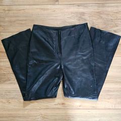 Vintage 1990's Siena Studio Genuine Leather Black Trousers