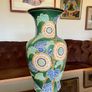 Large Vintage Sunflower Floor Vase Stone Ware Floral Umbrella Stand Image 2