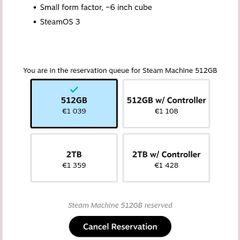 Steam Machine 512gb reservation